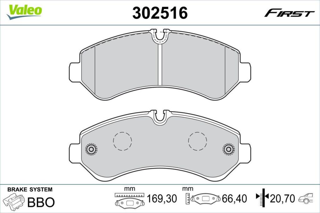 Jeu de 4 plaquettes de frein VALEO ref. 302516